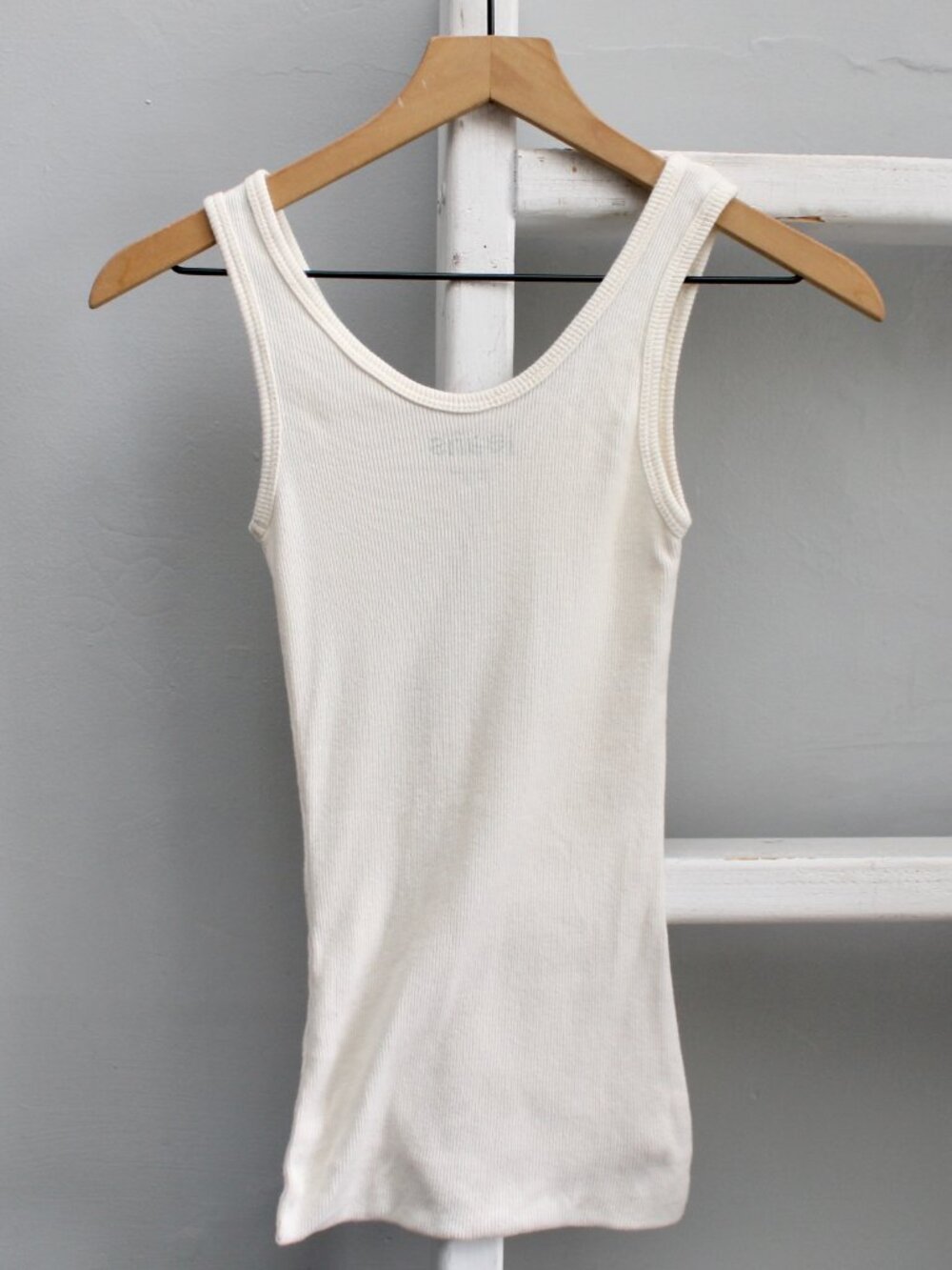 Linda Loudermilk Vintage Y2K Cream Ribbed Graphic Tank Top Size OS Small UNCUT - Picture 2 of 5